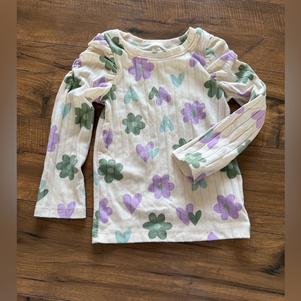 Garanimals Cream Long Sleeve with Green and Purple Patterns